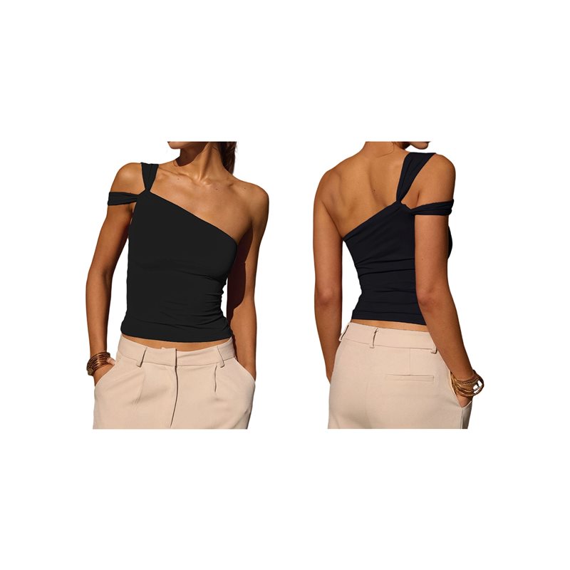 Crossfit Youtube - Asymmetrische strapless tube-top voor dames, getailleerde